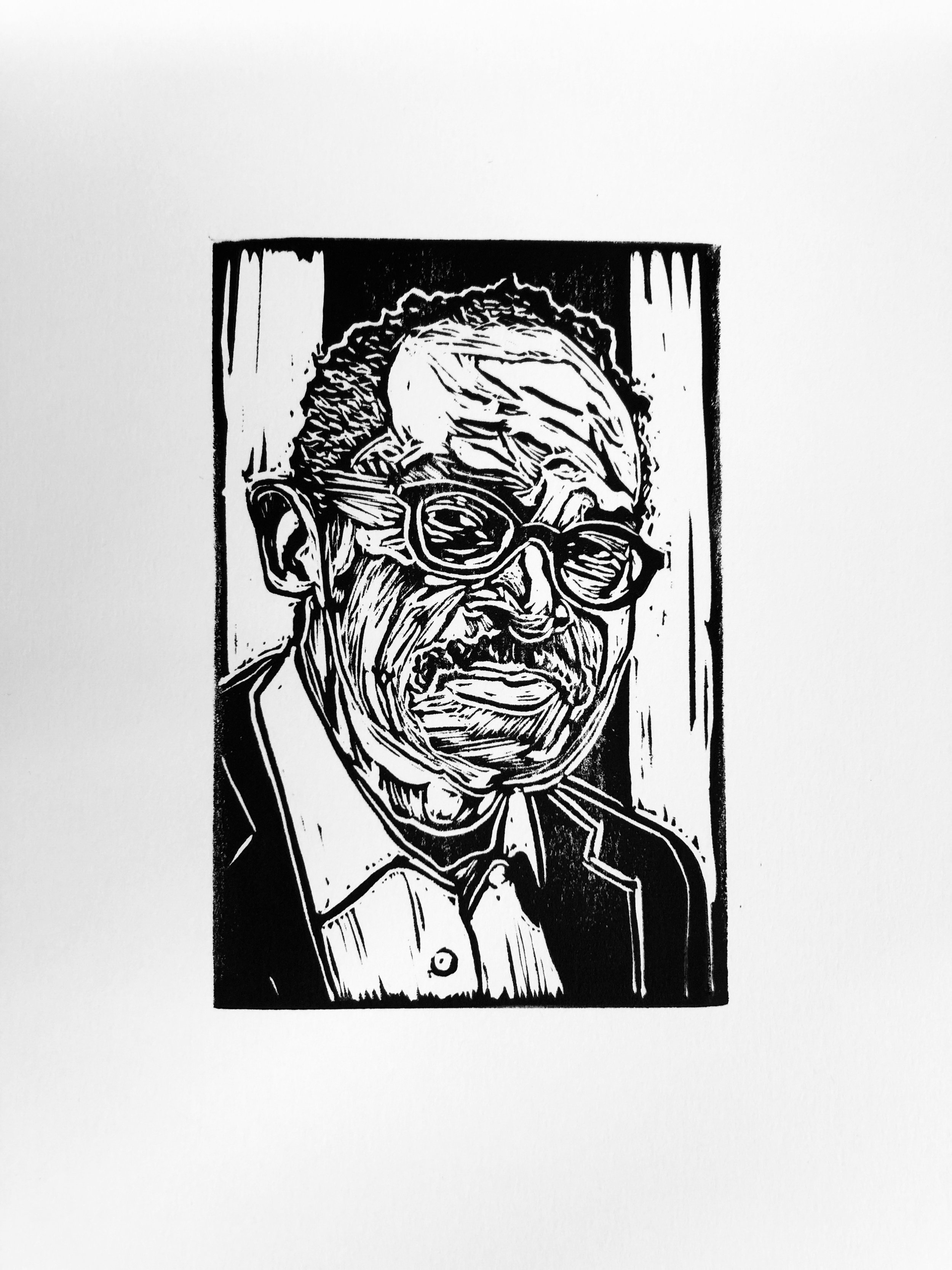 Jack Whitten (2025) Linocut 4x6 1 of 1 (SOLD)