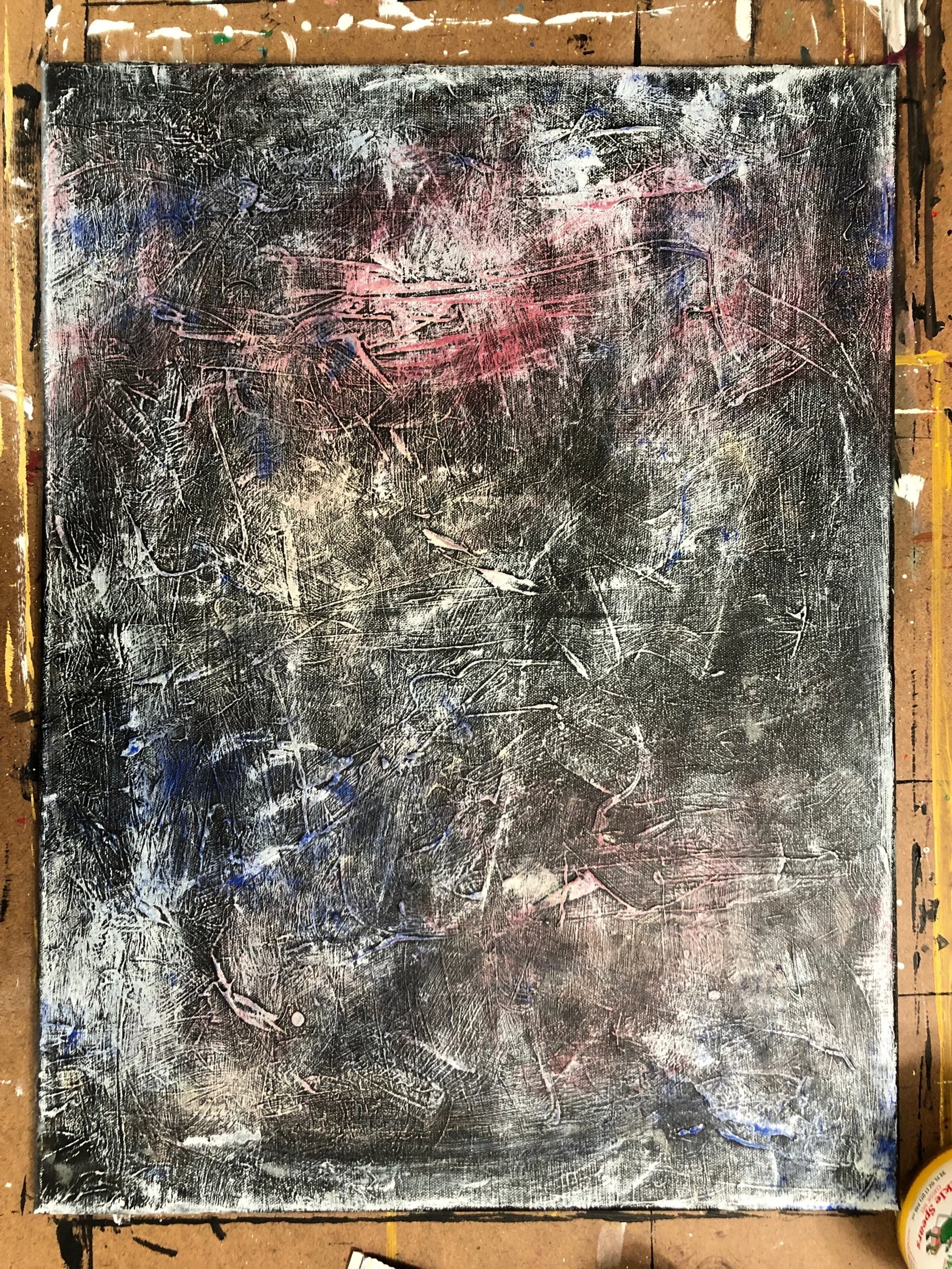 Destroy II Propaganda
Multimedia on canvas of prior painting
18x24
$200