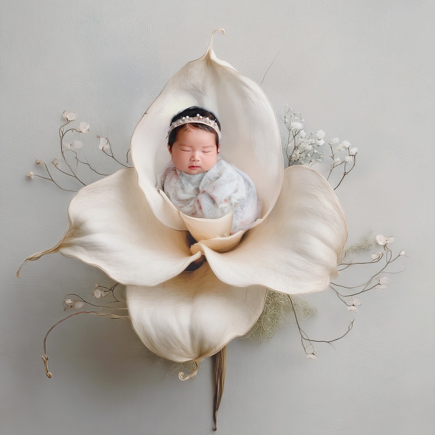 Every baby is a tiny miracle&hellip; and sometimes the vision in my heart becomes something even more magical through creativity and AI.

This sweet little one is safely posed and photographed in studio, then transformed into a delicate floral dream.