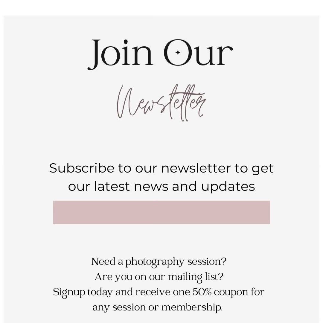 Session Special Offer Coming Soon!
We&rsquo;re sending a special session offer to our email list.
If you are interested in booking a photography session, make sure you subscribe to the list so you receive the codes and details when the offer goes out