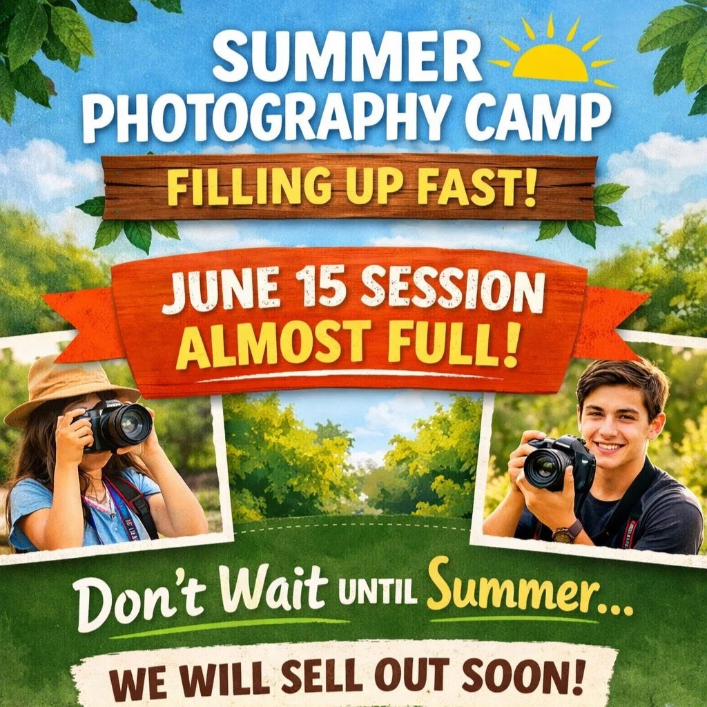 I wanted to send a quick update because our Summer Photography Camp is filling up quickly&mdash;and our June 15 session is almost completely full.

Every year, we see families wait until summer to book, and by then&hellip; it&rsquo;s simply too late.