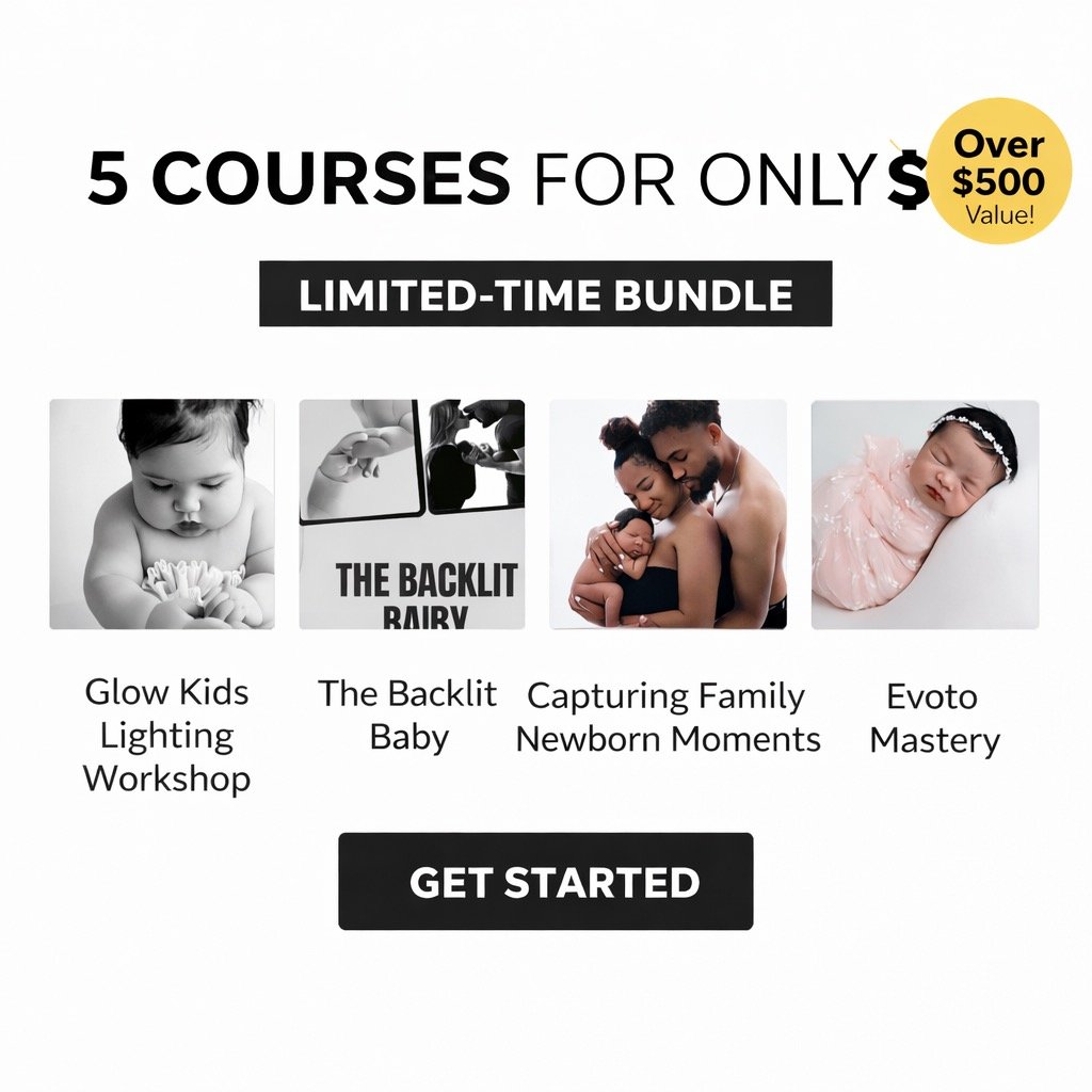✨ 5 COURSES. ONE PRICE. ✨

If you&rsquo;ve been wanting to level up your newborn and editing skills&hellip; this is it.

For a limited time, we&rsquo;ve bundled 5 of our most popular courses into ONE package for just $99.

Inside the bundle:
&bull; G