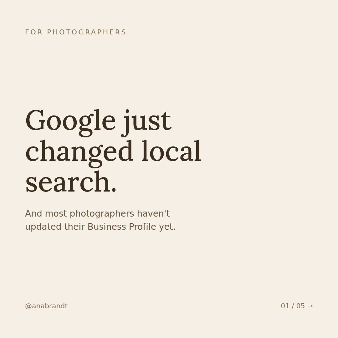Google quietly rolled out one of the biggest local SEO updates in years, and almost no photographers are using it yet.

It's called the Social Media Updates carousel. Once you connect your Instagram, YouTube, Facebook, or TikTok to your Google Busine