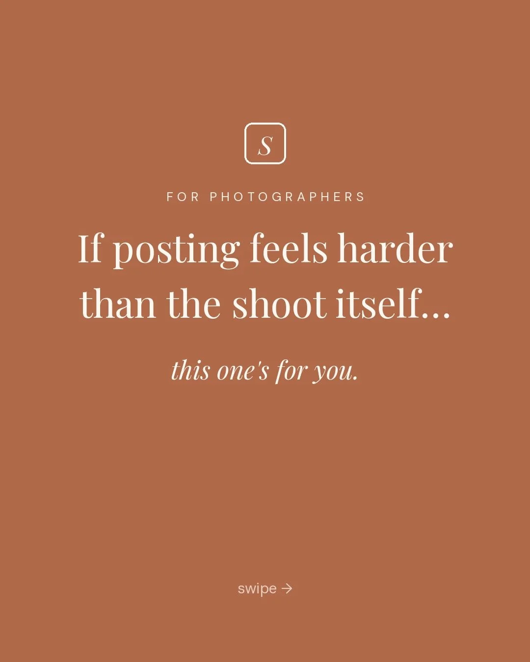 If posting feels harder than the actual shoot&hellip; this one's for you. 👉 swipe

It's Sunday night. You've got galleries full of gorgeous work &mdash; and absolutely no idea what to post. The blank caption box. The twelve fonts in Canva. "Wha