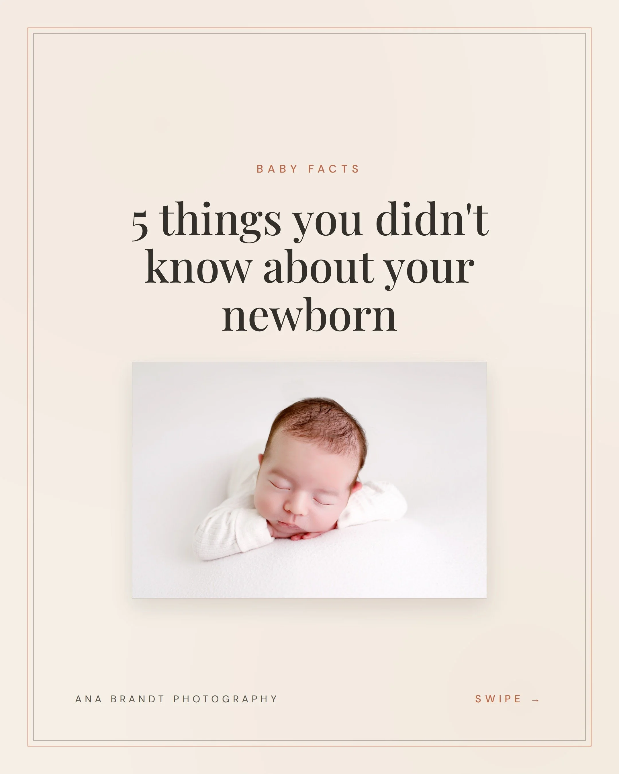 Five things most parents don't learn about their newborn until someone tells them. 🤍
After 27 years in the studio, these are the little facts I still love sharing &mdash; the ones that make this brand-new stage feel even more worth slowing down for.