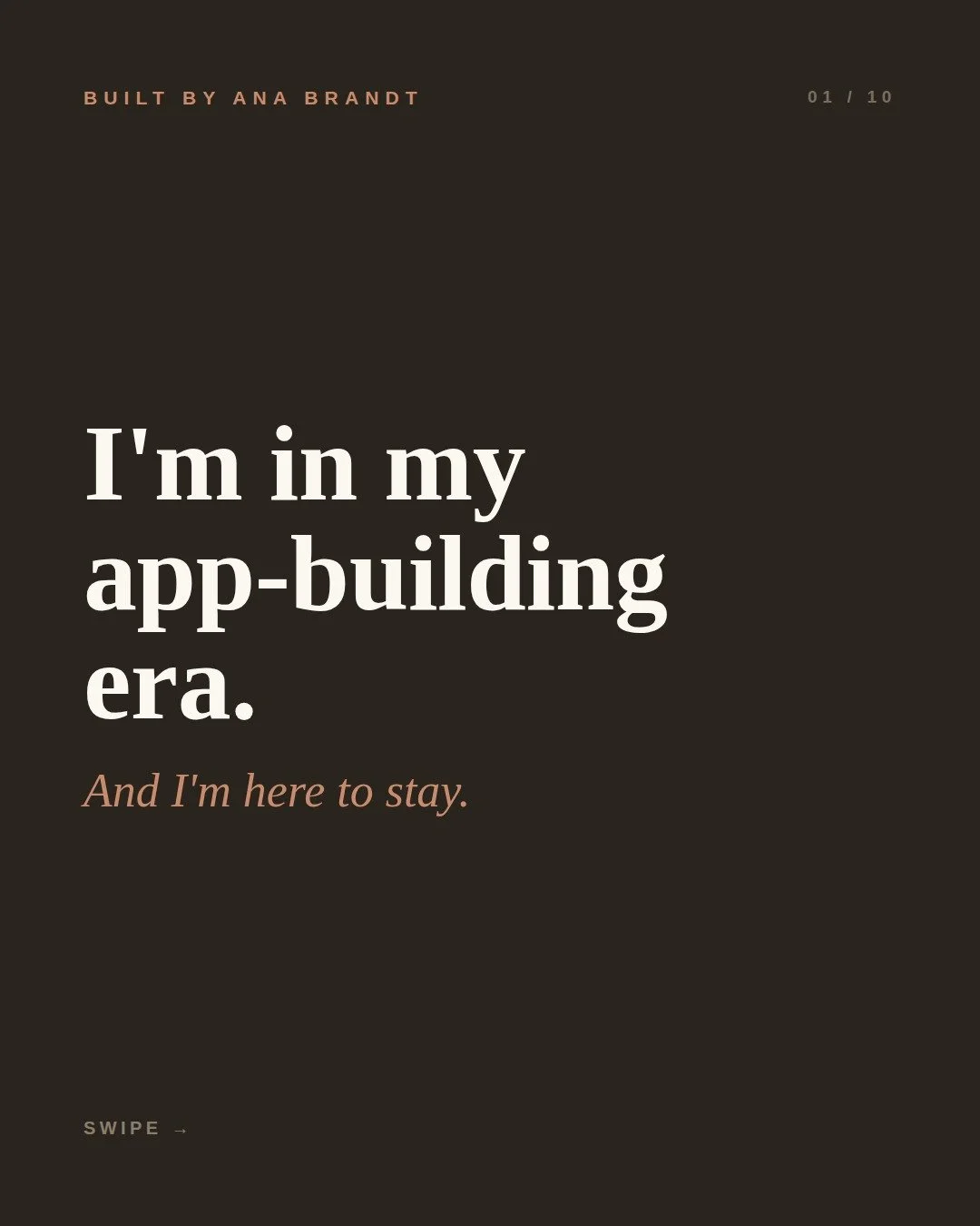 'm in my app-building era &mdash; and I'm here to stay. 
3 programs. 7 days. And I'm just warming up.
If you're tired of clunky CRMs that cost too much, or posting the same Canva template as everyone else in your feed &mdash; keep reading.
What I bui