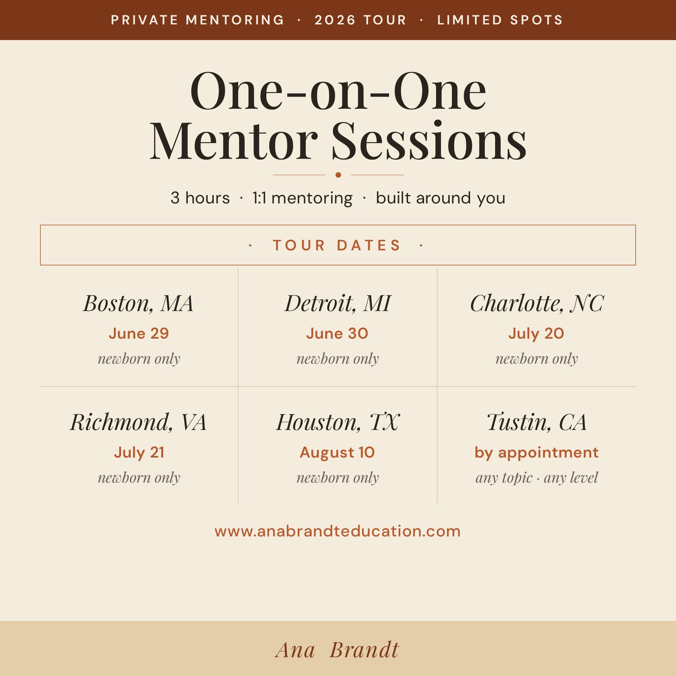 Here's whats left of Mini Mentoring - we opened up Houston - that is the only Texas one - I am in Boston next week and Detroit I think there are 1 or 2 spots left - code mentorme makes it $250 today I think the prices for remaining spots will all go 
