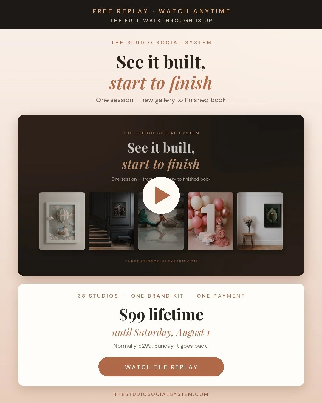 The full walkthrough is up. Free, no signup, watch whenever.

The webinar recording is up.

What's in it:

&bull; Setting the brand kit once &mdash; your colours, fonts and logo, and every studio uses them after that
&bull; Making the image &mdash; p