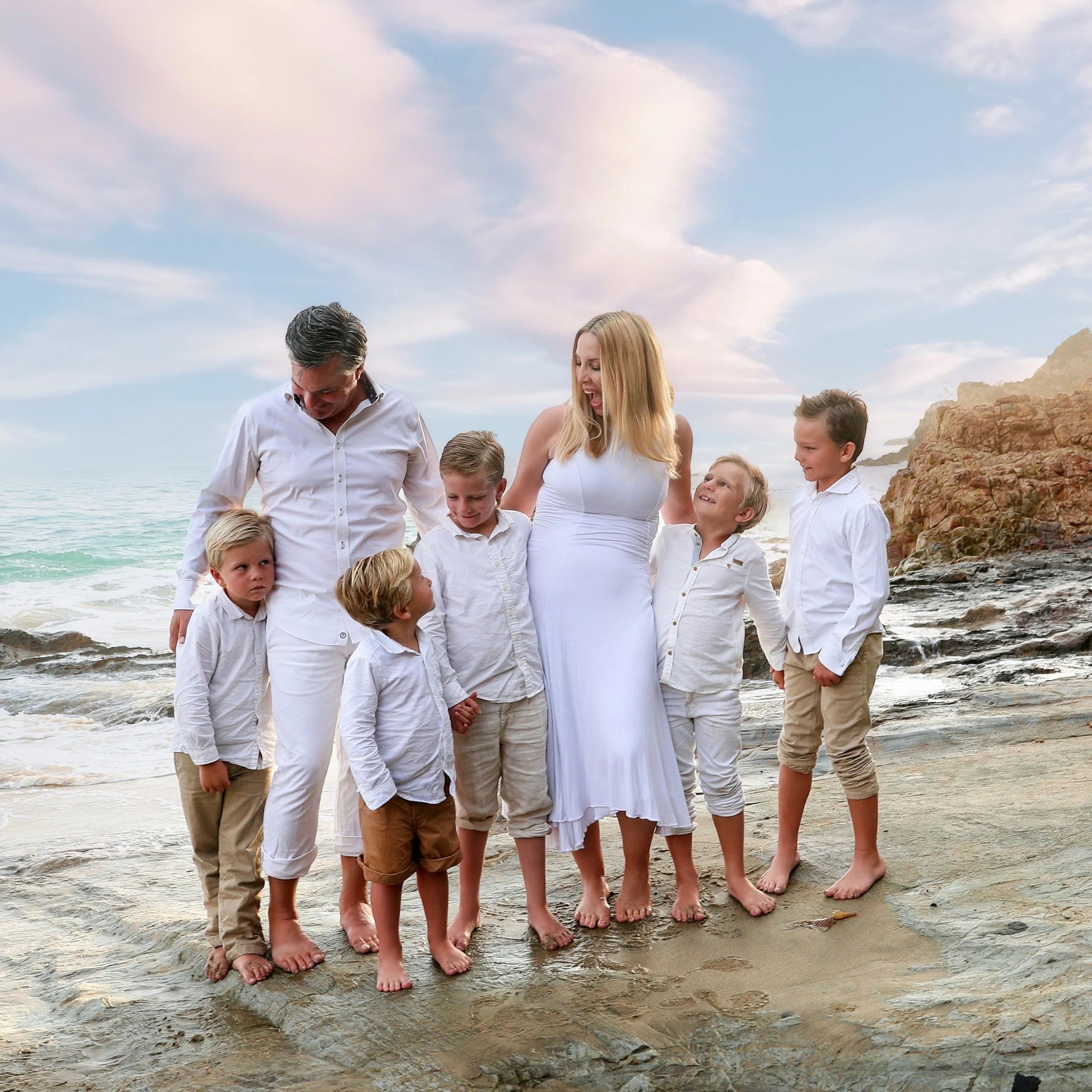 Getting 5 boys dressed for the beach is no easy feat that is for sure....so so so gorgeous is this family what a privelege.