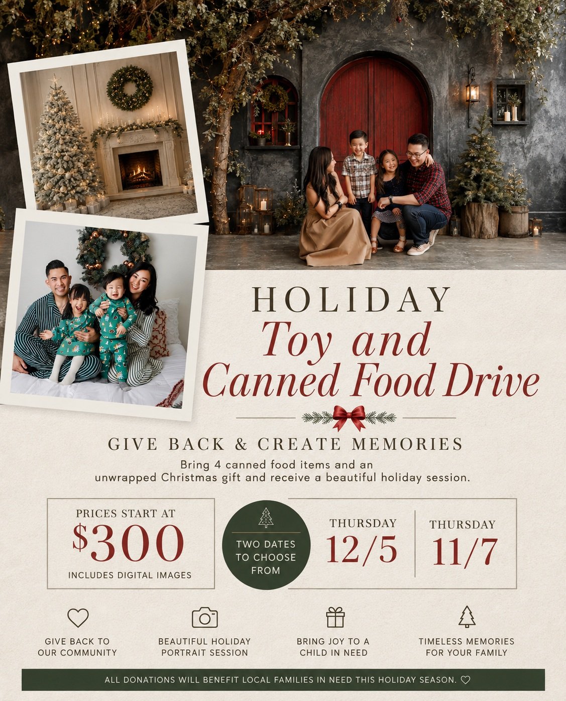 Lifetime members make sure to get on the calendar dates are filling fast. Email me for dates/scheduling.

We added two date for the Holiday canned food/toy drive with pricing as low as $300 - no other discounts for these sessions.

Of course you can 