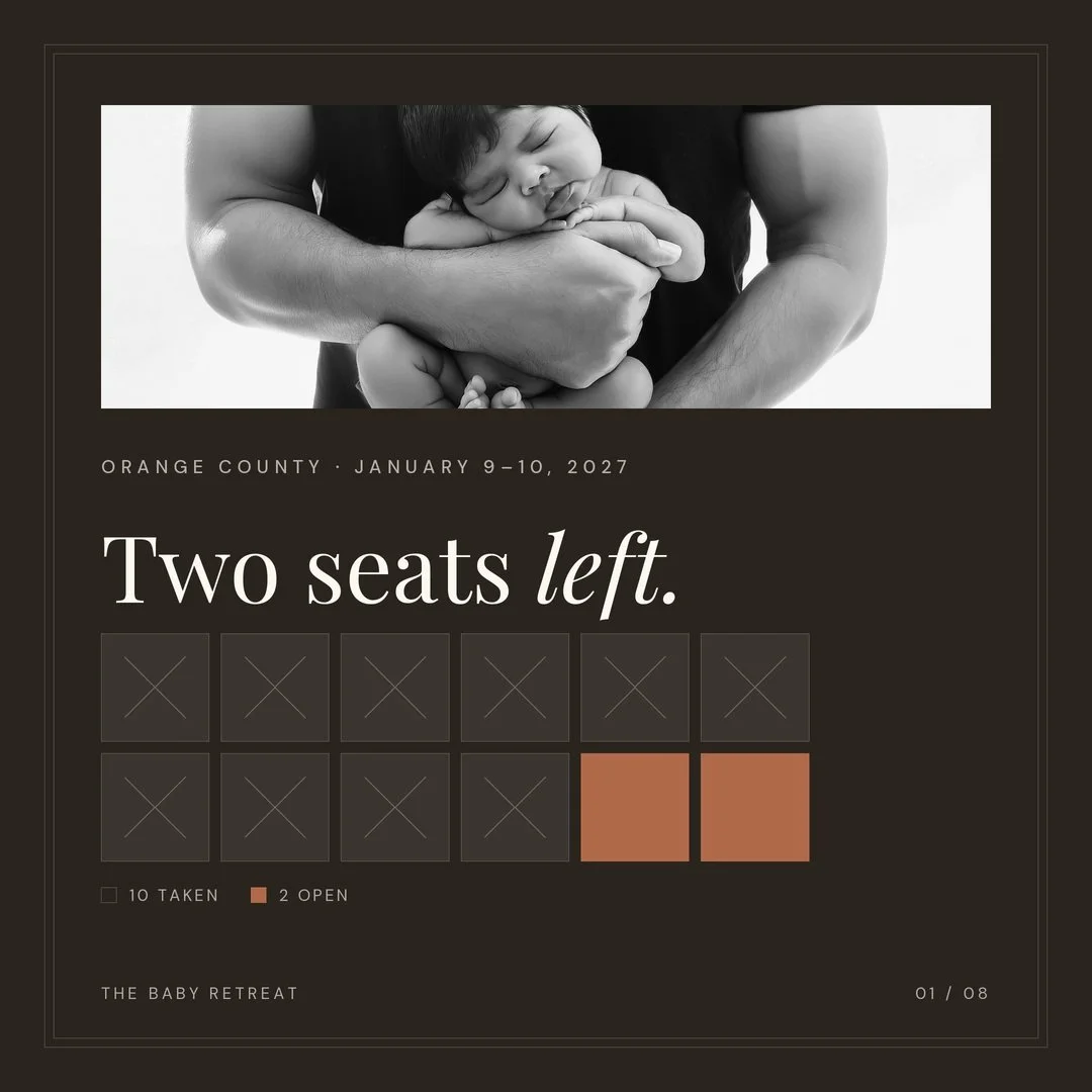 Two seats left for The Baby Retreat.
 
Twelve photographers. One house in Orange County. January 9-10, 2027.
 
Saturday you shoot four newborn sessions back to back - newborn, a second newborn, newborn with sibling, and the whole family. Every seat i