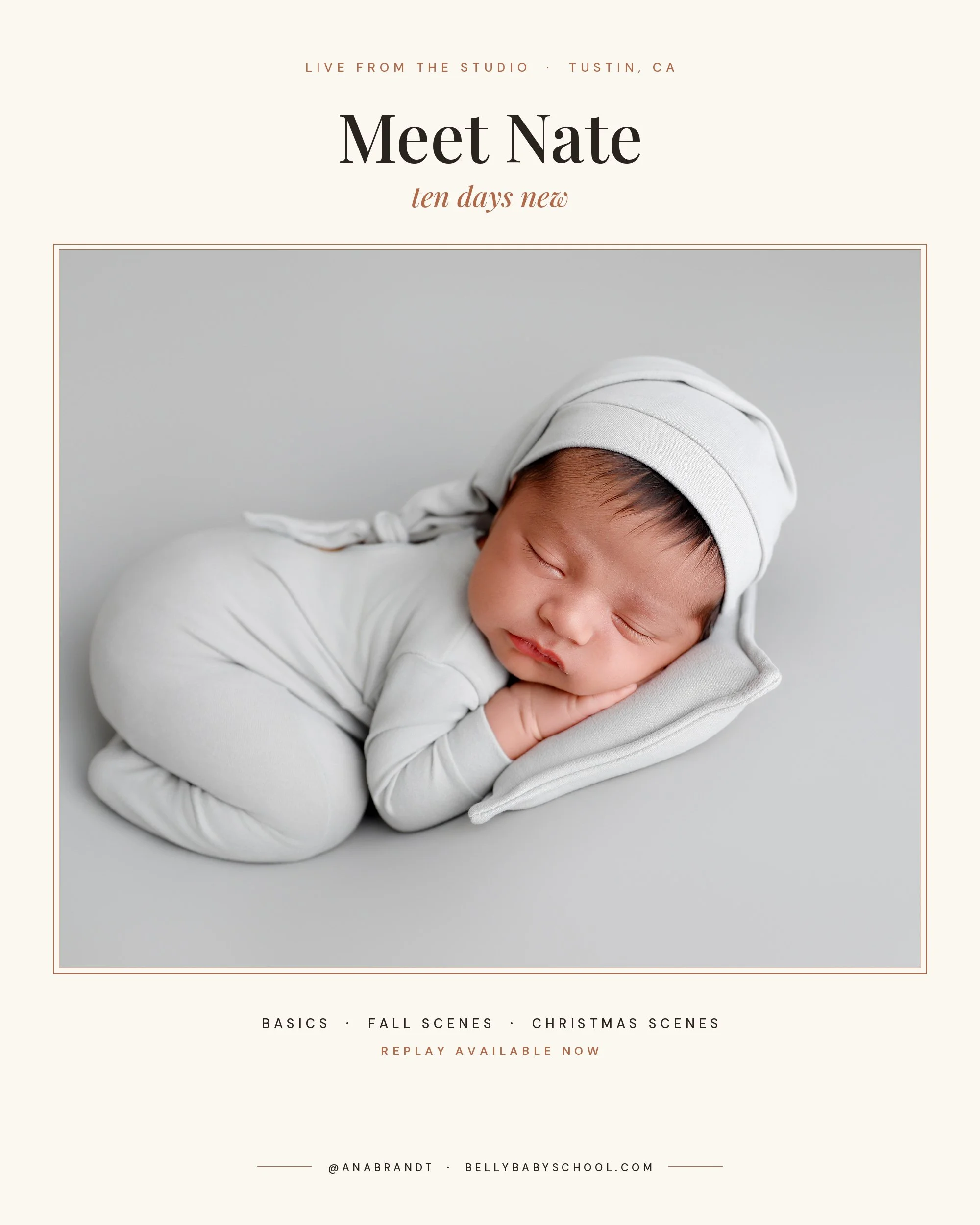 We were live Friday afternoon with Nate, ten days new 🍂

Start to finish, a few hours in the Tustin studio &mdash; the whole thing recorded and already loaded into the school.

Includes:

Basic posing on grey, wrapped and unwrapped
A fall scene show