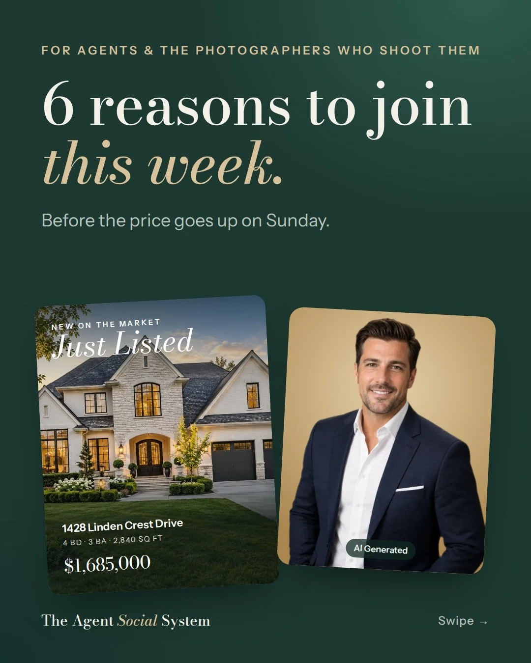 A great headshot is an investment. This makes it work harder.

I've photographed agents for years. They book a session, love their photos, and then those photos sit in a folder while they post plain listing graphics and the same profile picture for f