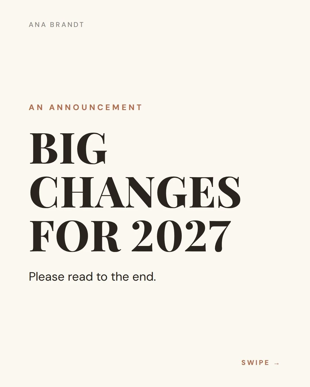 BIG CHANGES FOR 2027 (please read to the end)

For years I have offered coupons and discounts on sessions, workshops and my store. In 2027 that stops. No coupons, no discounts of any kind unless you're a member of Ana Brandt Education or a lifetime m