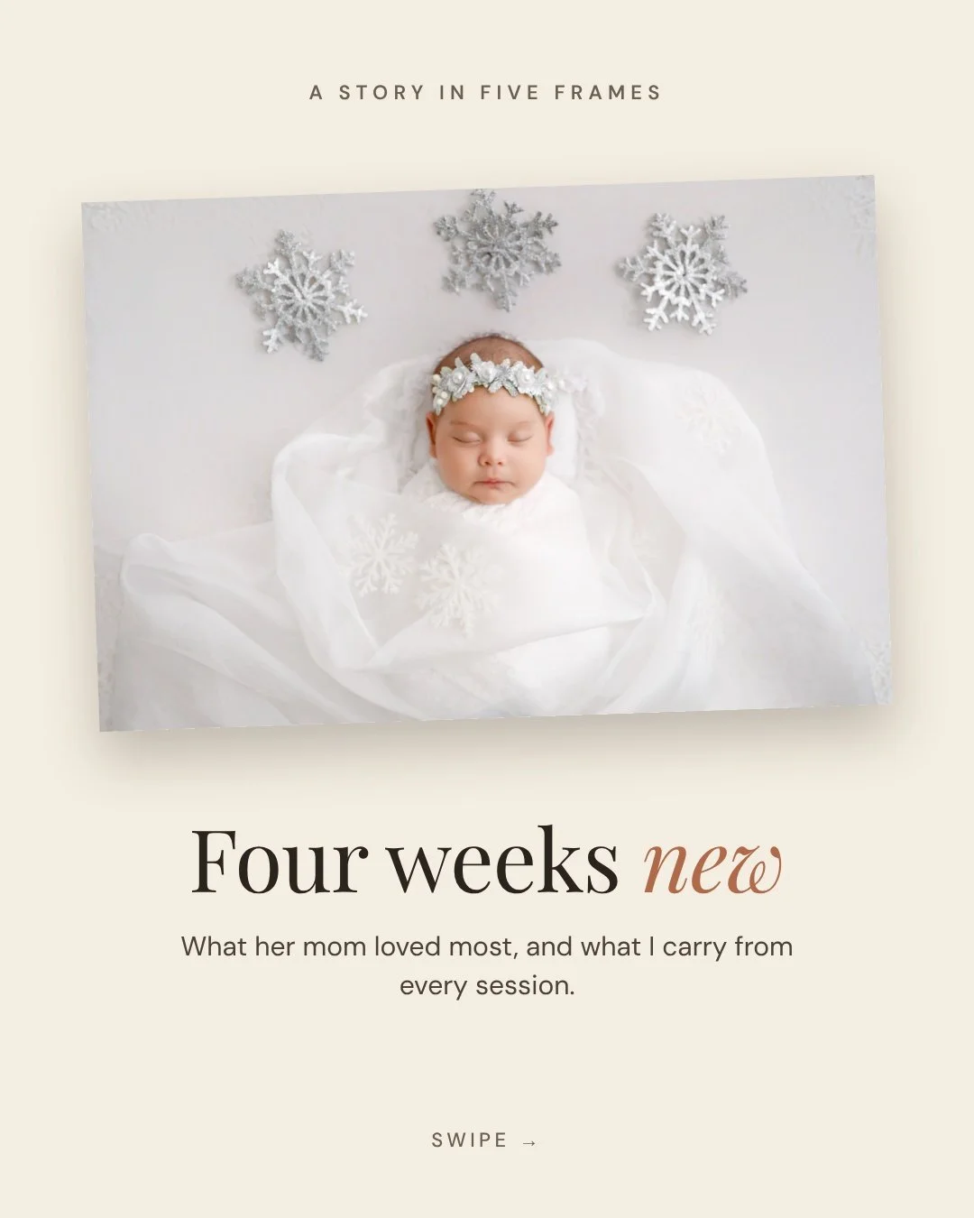 Four weeks new, and already so much of her.

Her mom said her favorite thing is her warmth, her cheeks, and those big beautiful eyes. That&rsquo;s exactly what we got to hold onto.

Every baby, whatever their age (this little one was four weeks), is 
