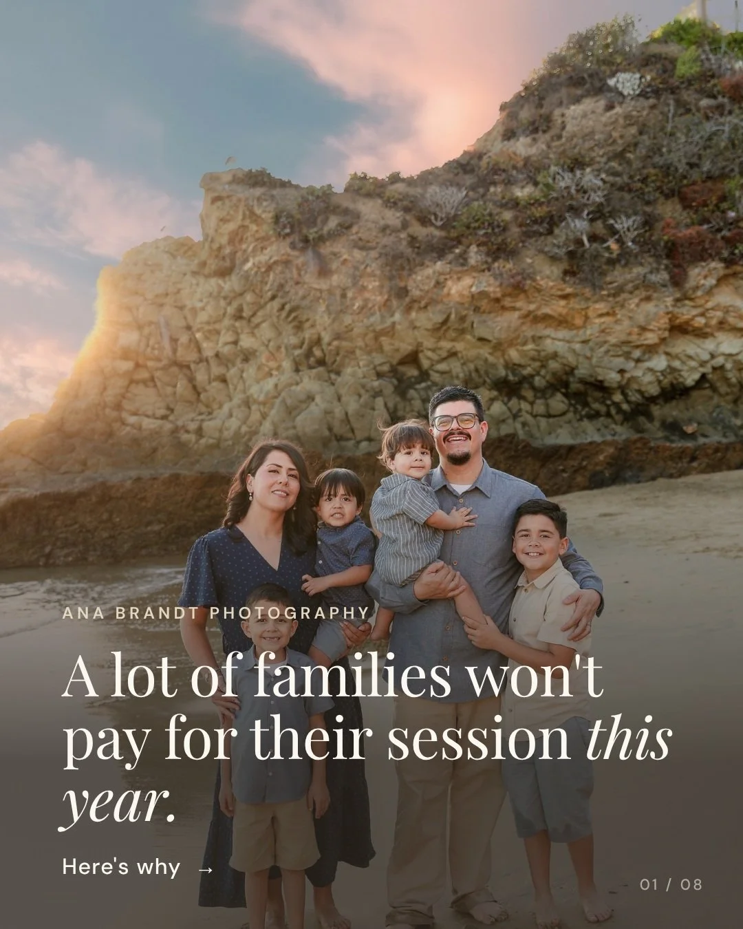 A lot of families won't pay for their session this year.
 
Why? They're Lifetime Members. They paid one time, for a lifetime of photos.
 
People ask me: Why did you create this? Won't you go bankrupt? Will you live forever?
 
Nobody does. But this is