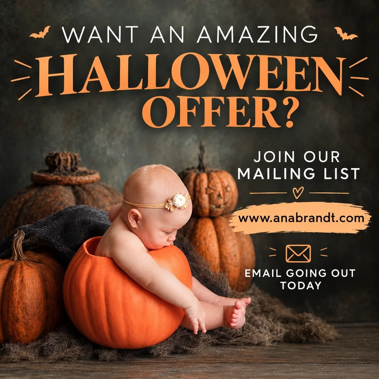 WANT AN AMAZING HALLOWEEN OFFER? 👻

Something exciting is coming, and you don't want to miss it!

I'm sending out a special Halloween email TODAY with an offer you won't want to miss. Whether you're a photographer, a new photographer, or part of the