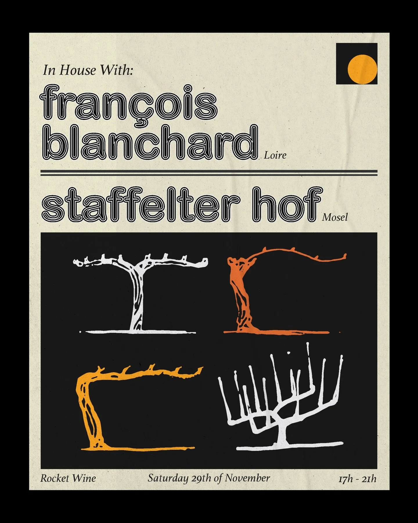 FRAN&Ccedil;OIS BLANCHARD &amp; STAFFELTER HOF at Rocket! 

Next Saturday the 29th, two of our favorite winemakers will be warming up the shop with their vibrant and energetic wines from both Loire and Mosel. To partner their wines, we will also be s