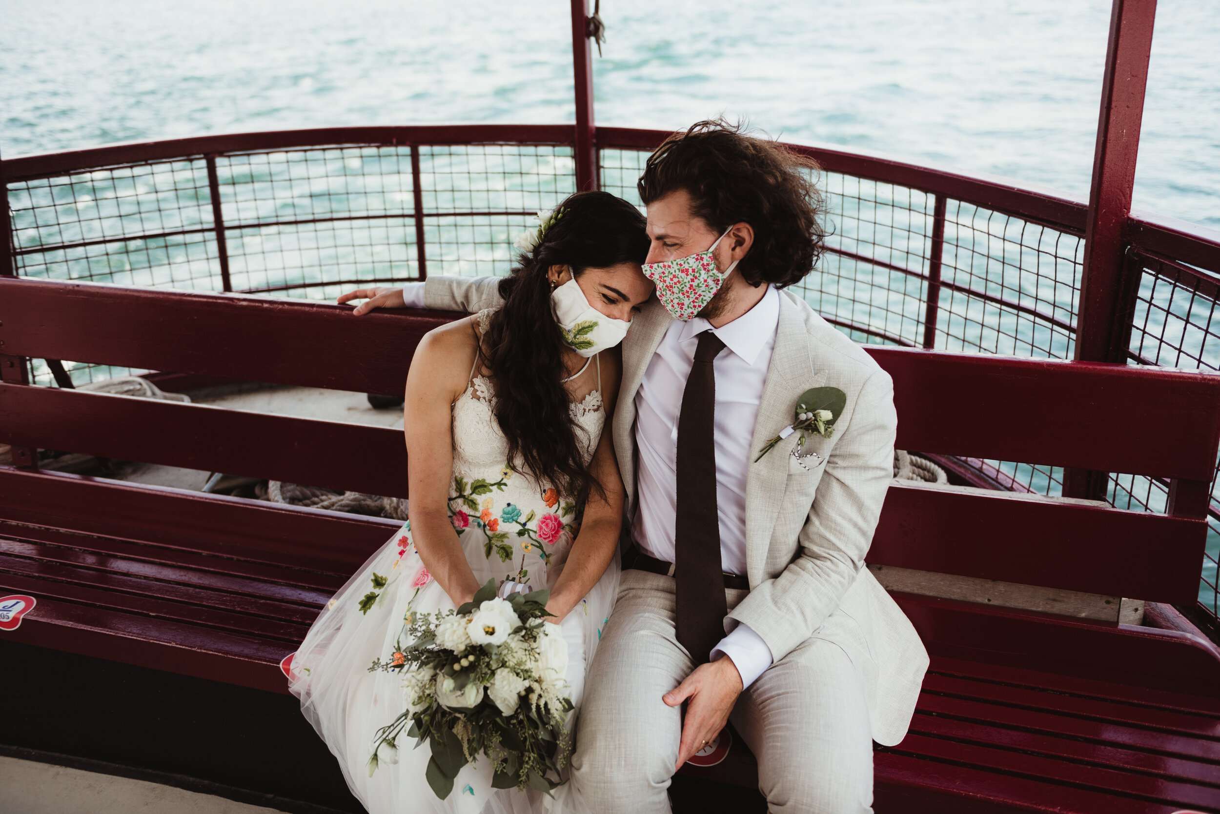Bride and groom on Royal Canadian Yacht Club ferry