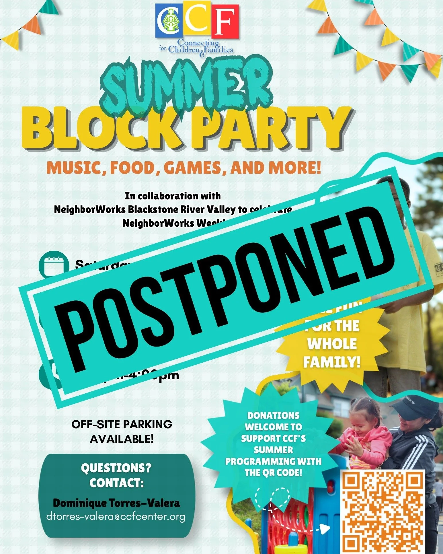 With high winds expected tomorrow, we&rsquo;re postponing our Block Party to next Saturday, June 6th to keep our community and equipment safe. Next weekend will be worth the wait 🌞😎