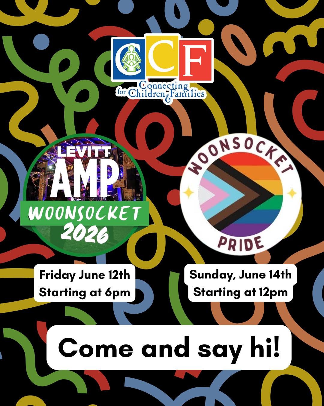 🌈✨ Catch us outside this weekend!

CCF will be at both Levitt AMP Woonsocket Music Series opening night and Woonsocket Pride, and we&rsquo;d love to see some familiar and new faces. Stop by our table to say hello, learn more about our programs, and 