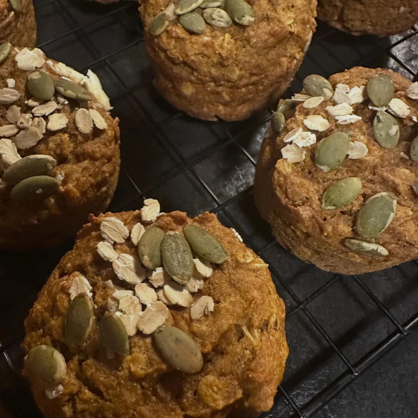 Garden grown Sugar Baby pumpkin put into the healthiest muffin recipe I could find. I added pumpkin seeds for fiber.

This was an evening bake for my afternoon snack. How did I resist the delicious smells in the cabin? I went to bed at 8 rather than 