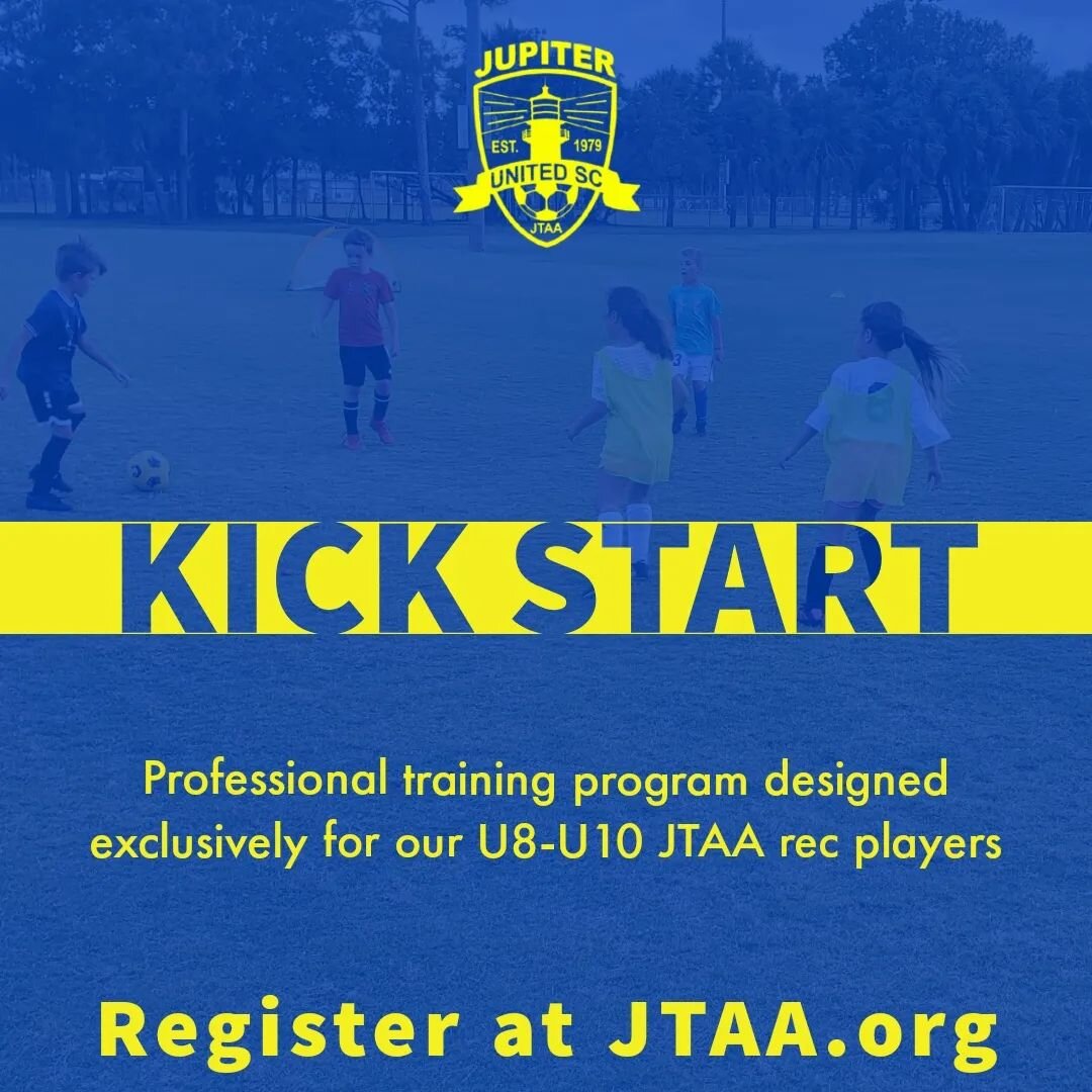 We're excited to launch our Kick Start soccer program at Jupiter United! Kick Start is a training program exclusively for our current U8 and U10 rec soccer players and serves as an additional opportunity to receive top level training from our profess