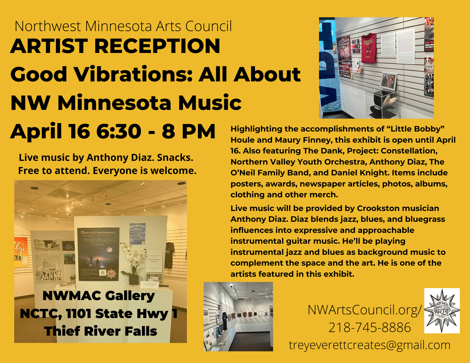 Artist Reception for Good Vibrations Exhibit April 16 6:30-8 PM