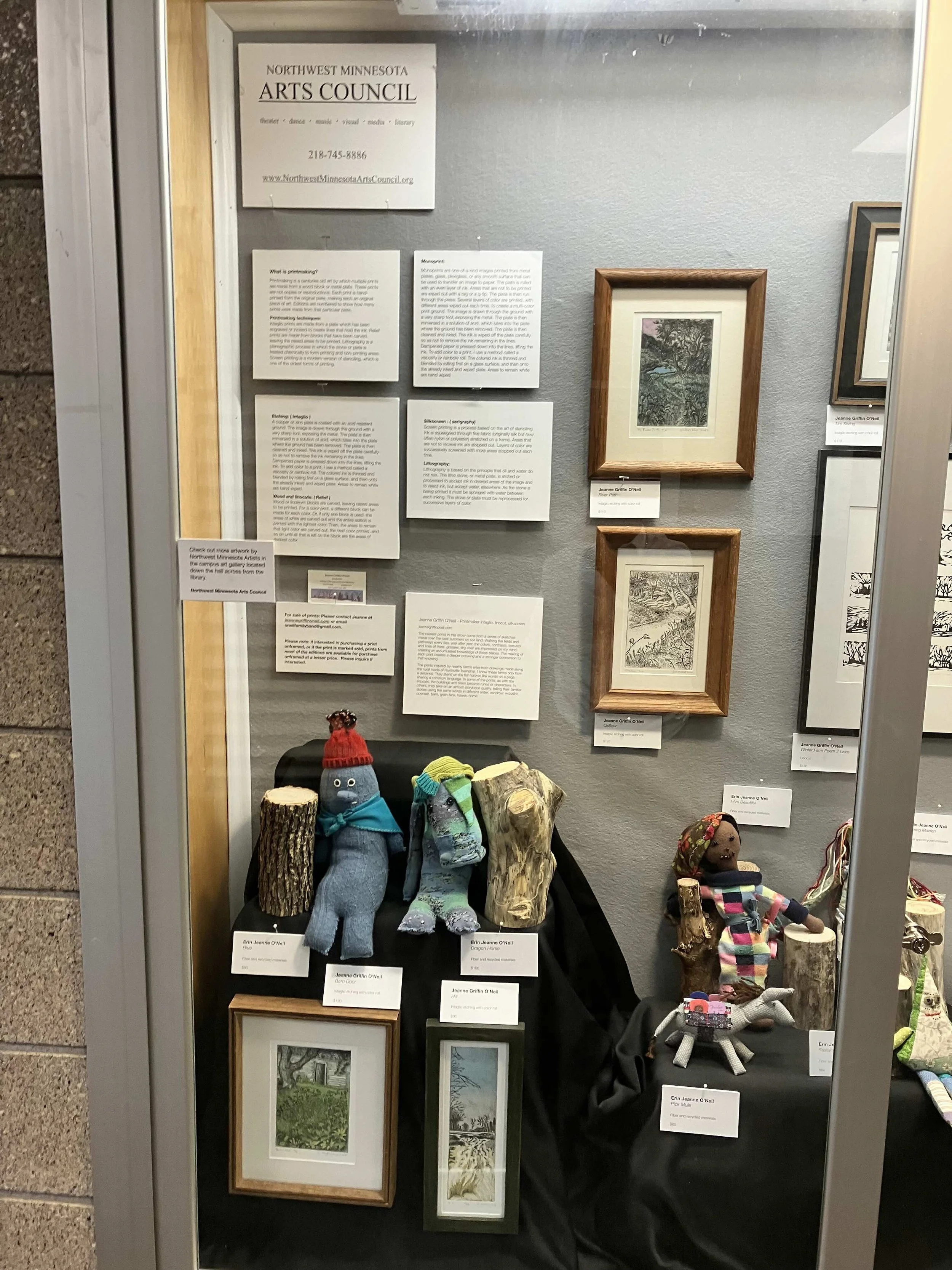 Artwork by Jeanne O’Neil and Erin O’Neil featured in NCTC display case ...