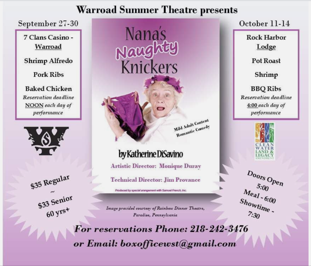 Warroad Summer Theatre presents Nana's Naughty Knickers — Northwest  Minnesota Arts Council