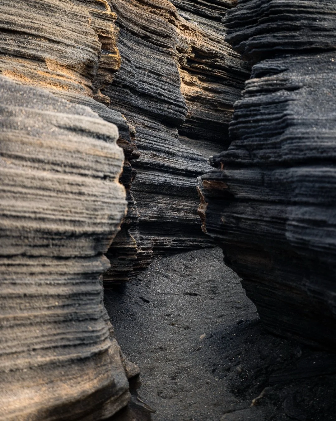Through the volcanic canyons of Lanzarote. 
Natures layers created over hundreds of years. 

Willow was convinced dragons lived here. Creeping round the bends saying &ldquo;shhh! Don&rsquo;t wake the dragons!&rdquo; I really love travelling with her 