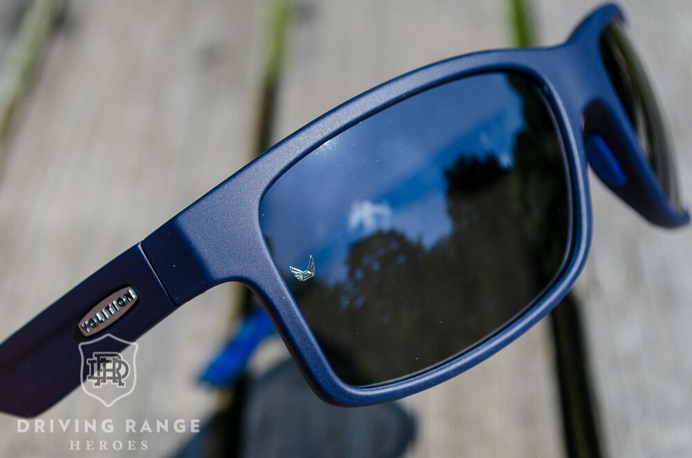Close-up of the The Volition America co-branded Crawler sunglasses from Revo.