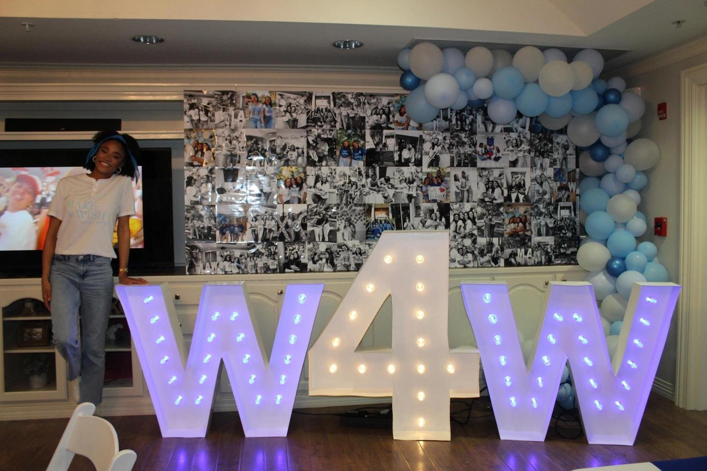 🎉 Celebrate with style at Chi Omega&rsquo;s spring fundraiser! Our glowing marquee letters, &ldquo;W4W,&rdquo; lit up the University of Southern Mississippi chapter room, adding a vibrant touch to the grilled cheese and soup event. Elevate your next