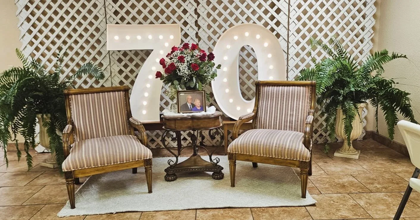 70 years married! 
How beautiful it is to share your whole life with someone. 
70 years or 70 days, we can help your milestones be memorable!