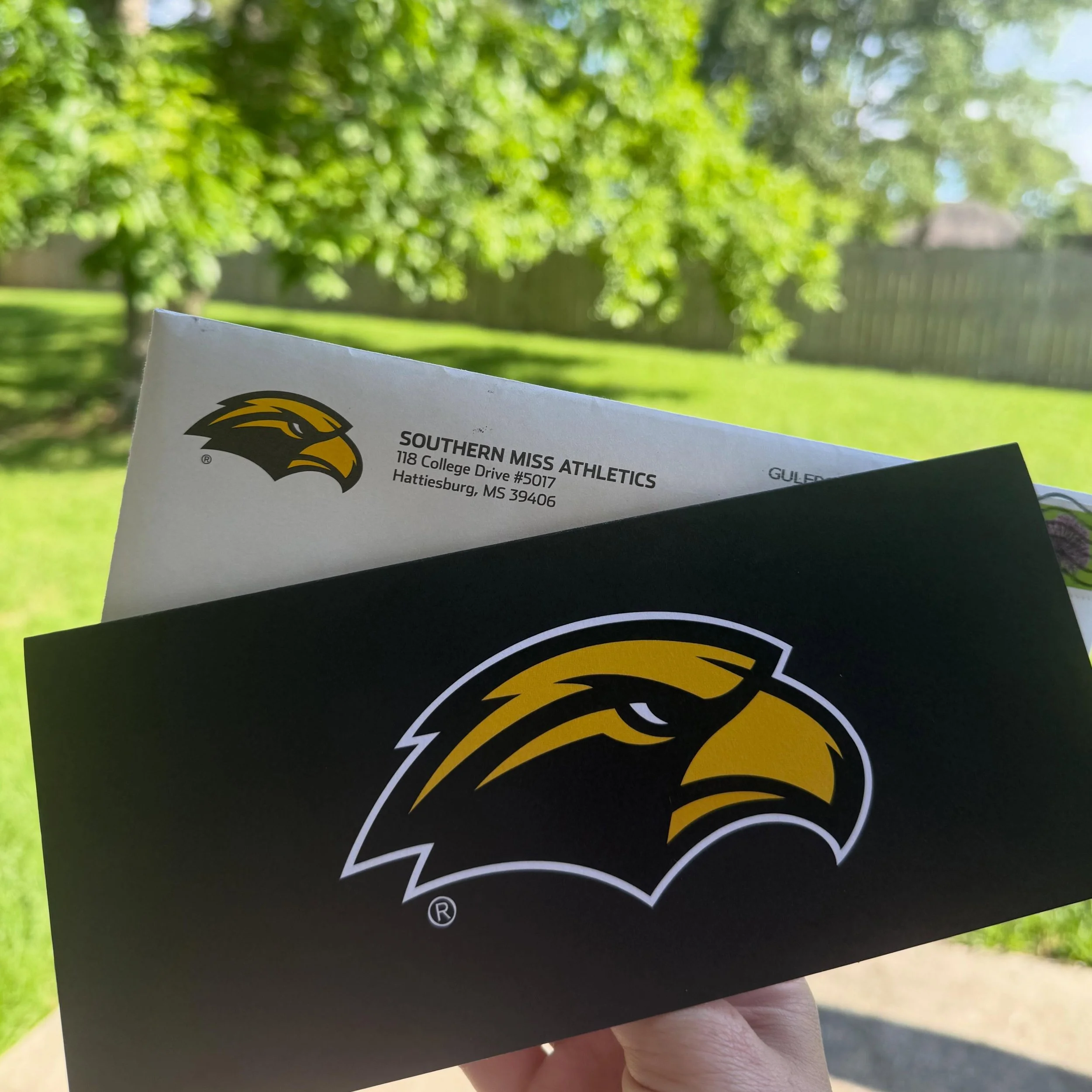 Southern Miss Athletics, we love working with you! Finding a card in our mailbox just made our day even brighter. Collaborating with you guys is always fun, and we are looking forward to your upcoming events already on our calendar! Thanks for trusti