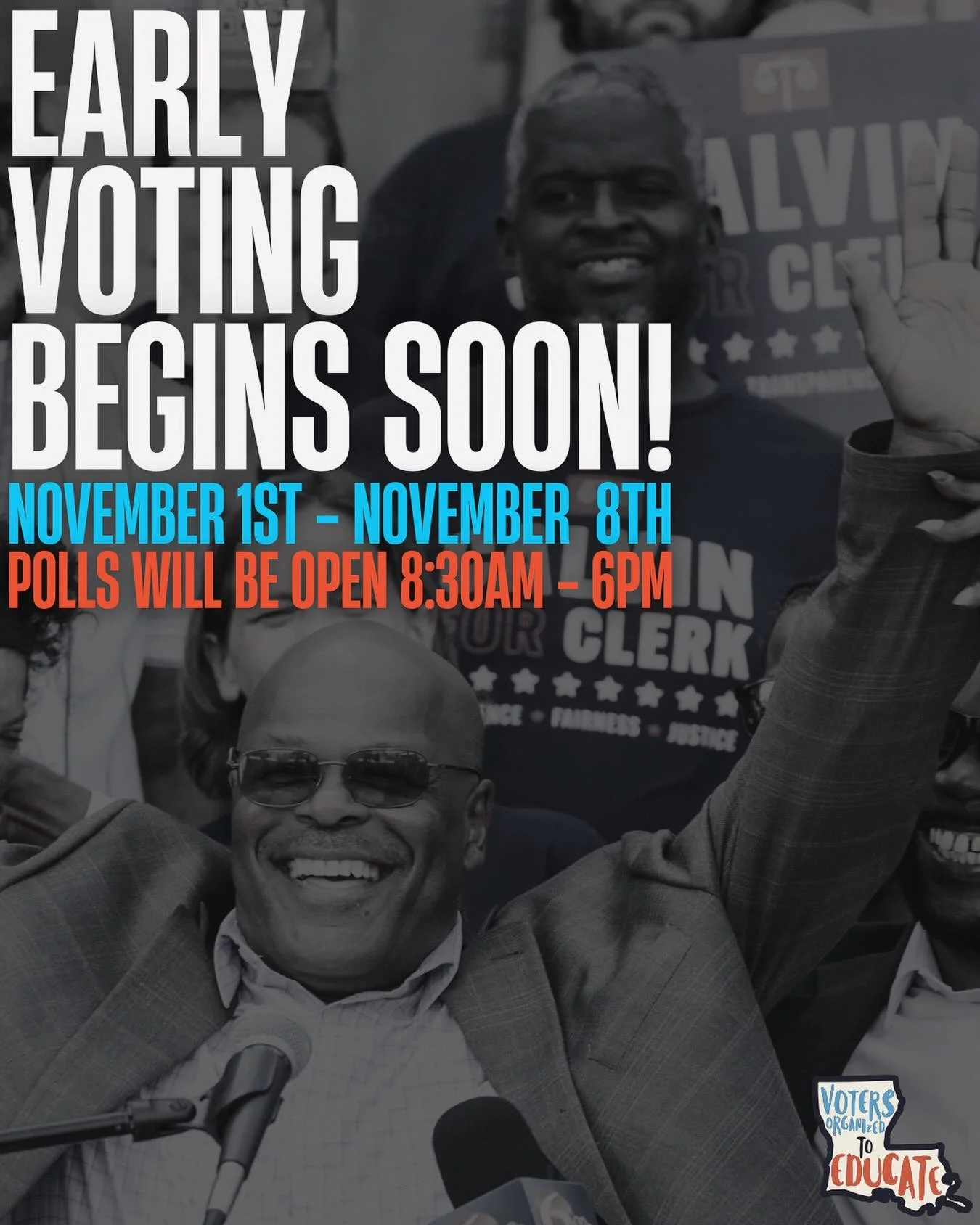 Early voting starts THIS Saturday, November 1st! 🗳️
Make your plan to get out and vote early for Calvin Duncan for Clerk of Court — polls are open 8:30AM–6PM daily through Saturday, November 8th.
Don’t wait until Election Day &md