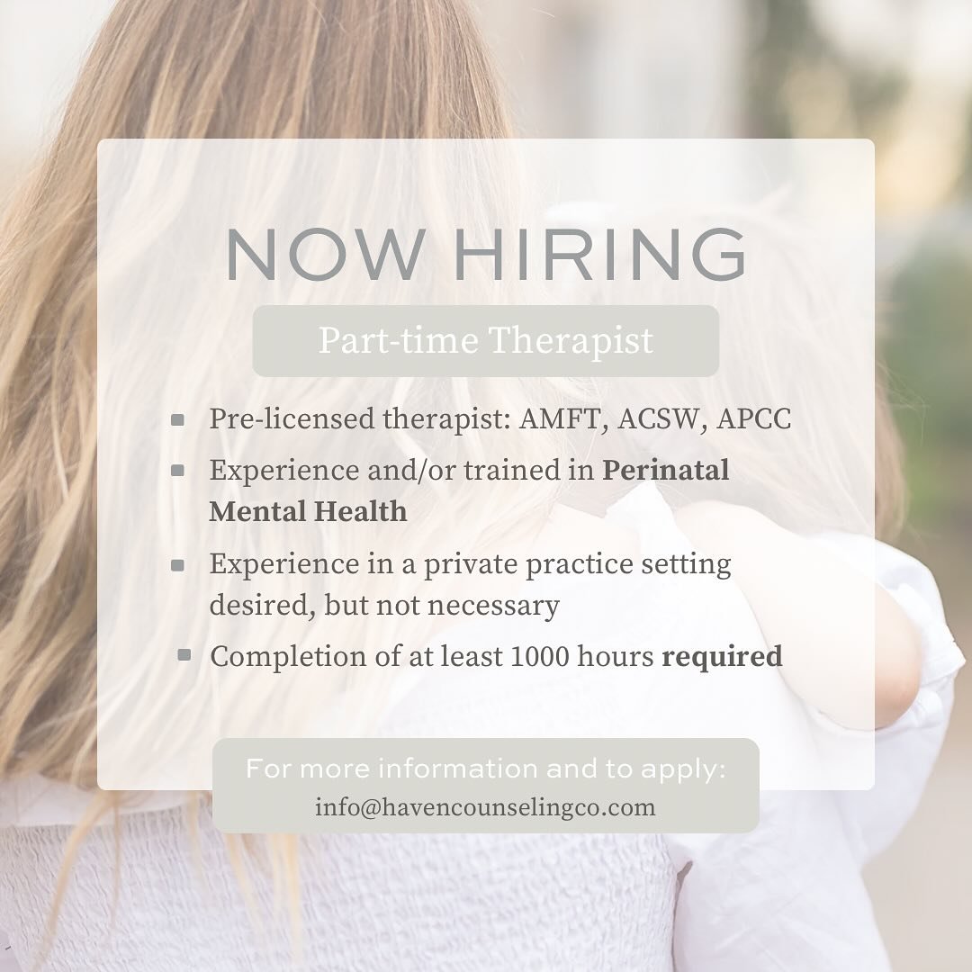 ✨We are excited to continue expanding our team✨ For questions or to submit your resume please email our founders at info@havencounselingco.com