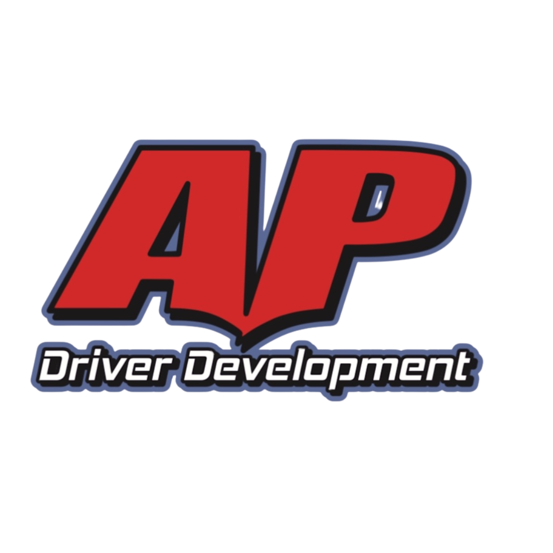 Logo with large red letters 'AP' and black outline, with the words 'Driver Development' in black and white text below.