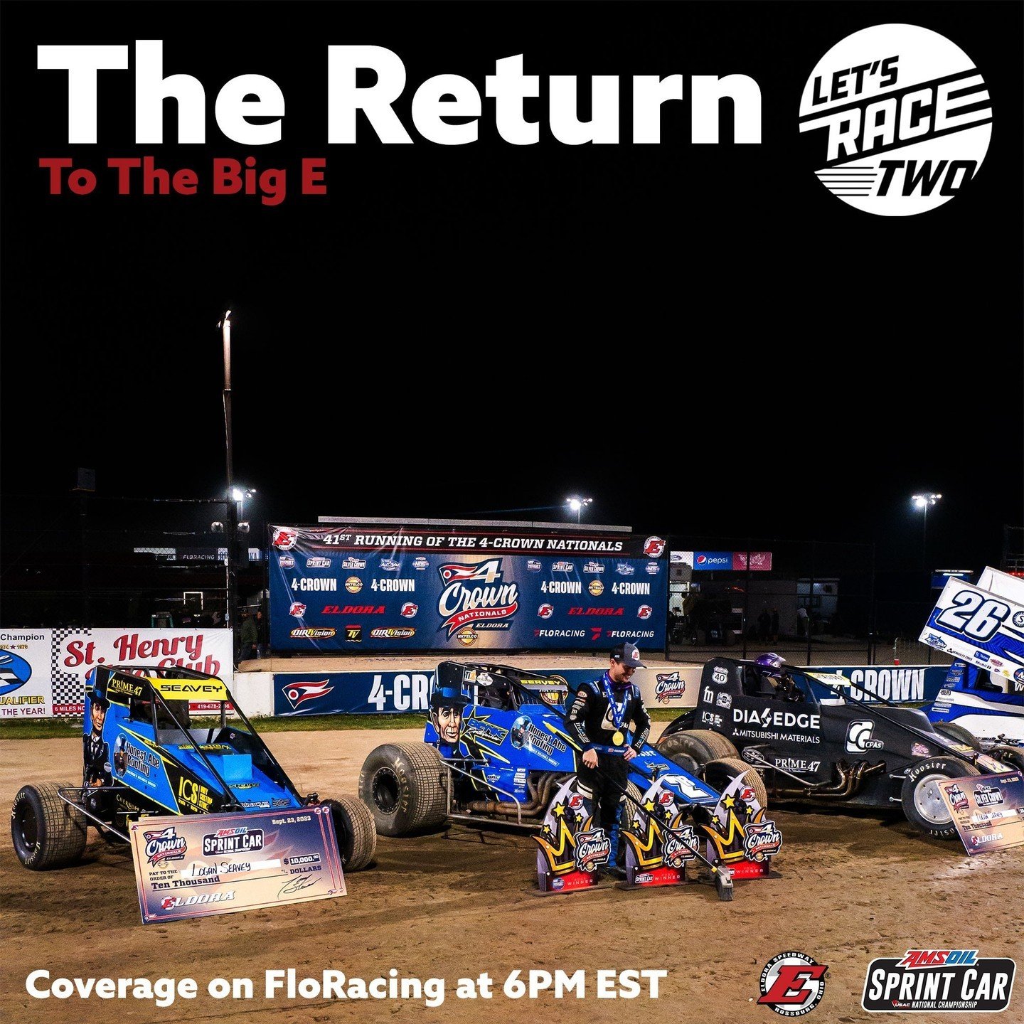 It's time for the first night of #LetsRaceTwo at Eldora Speedway with the USAC National Sprint Car series! Logan Seavey currently holds the points lead in sprint car competition, and looks to extend that advantage. Abacus Racing and Seavey return to 