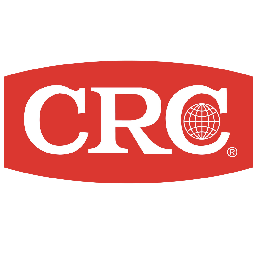 The CRC logo featuring white letters 'CRC' on a red oval background with a globe inside the letter 'C'.