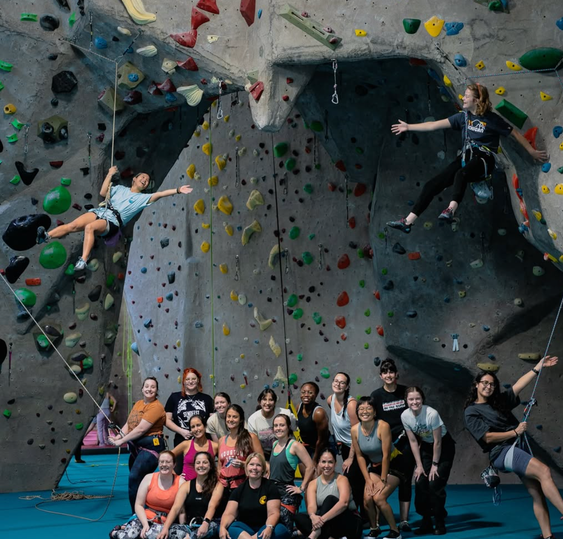 Ladies Night at the indoor rock climbing gym in Houston, Texas Climb Capuchin