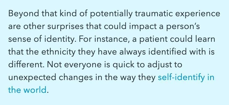 highlighted part of the post about NPE (not parent expected) and NEE (not ethnicity expected)