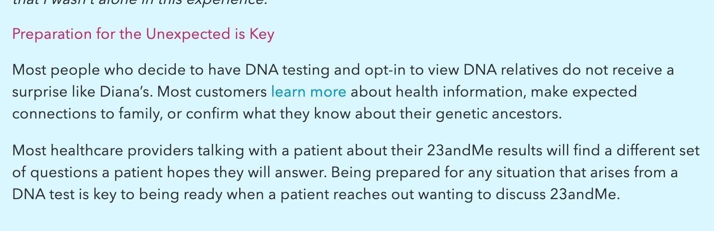 The story of Diana, a 23andMe customer, hits these points home