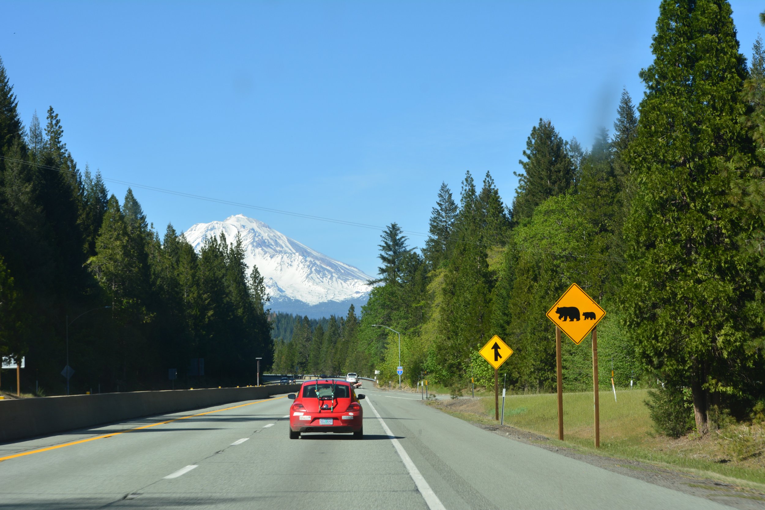  Mount Shasta looms large over significant stretches of I-5 in Northern California. 