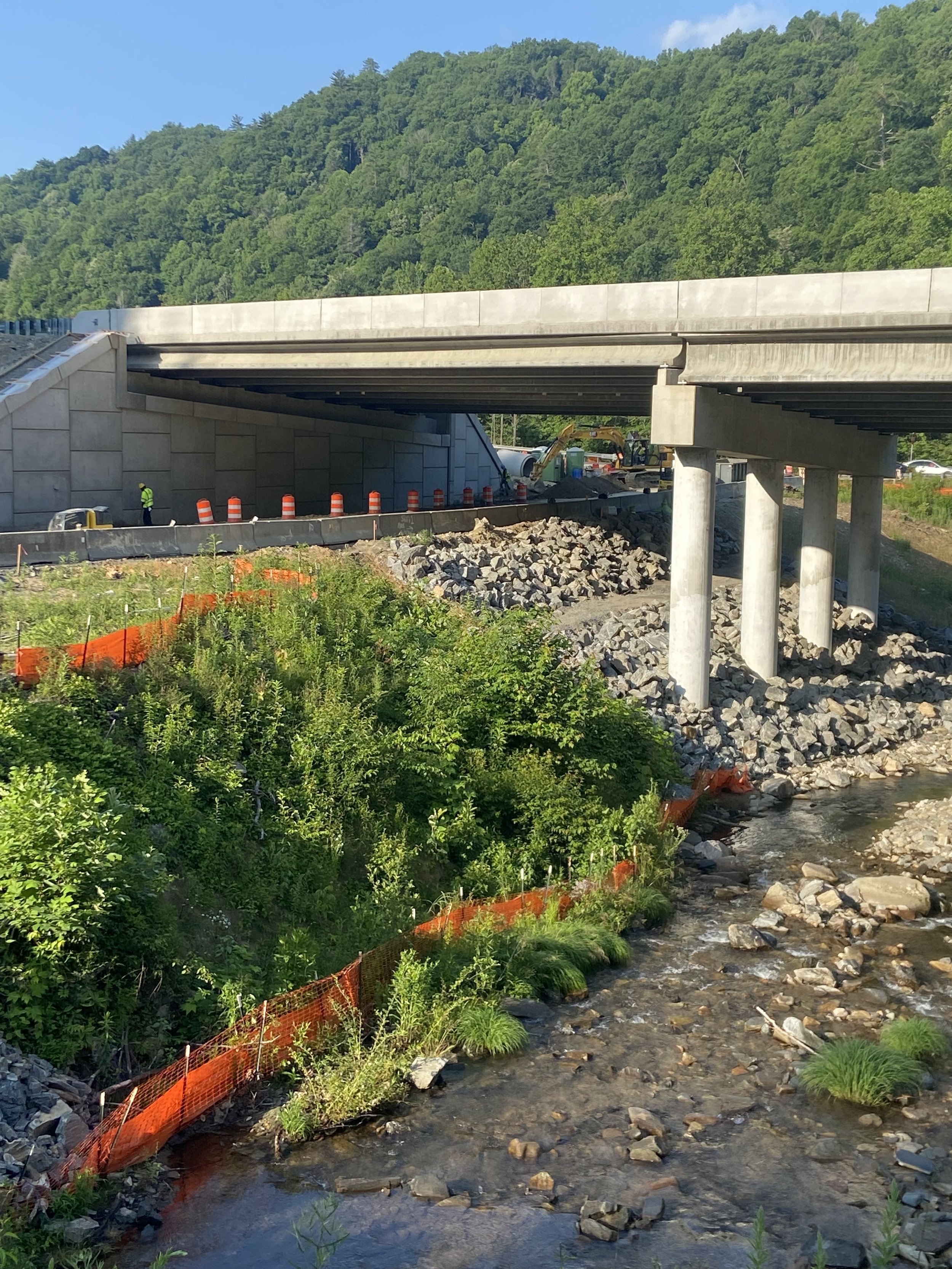 Underneath the new I-40 bridge at Cold Springs Creek Road.