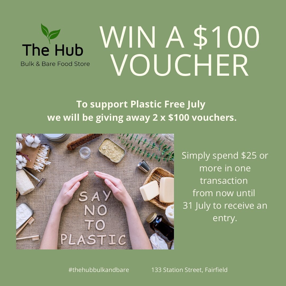 To support Plastic Free July we will be running a competition throughout July! Check out the information in the photo for more details 

#thehubbulkandbare #thehubfairfield #bulkfoodstore #bulkfoodstoremelbourne #bulkfoodmelbourne #plasticfreeshoppin