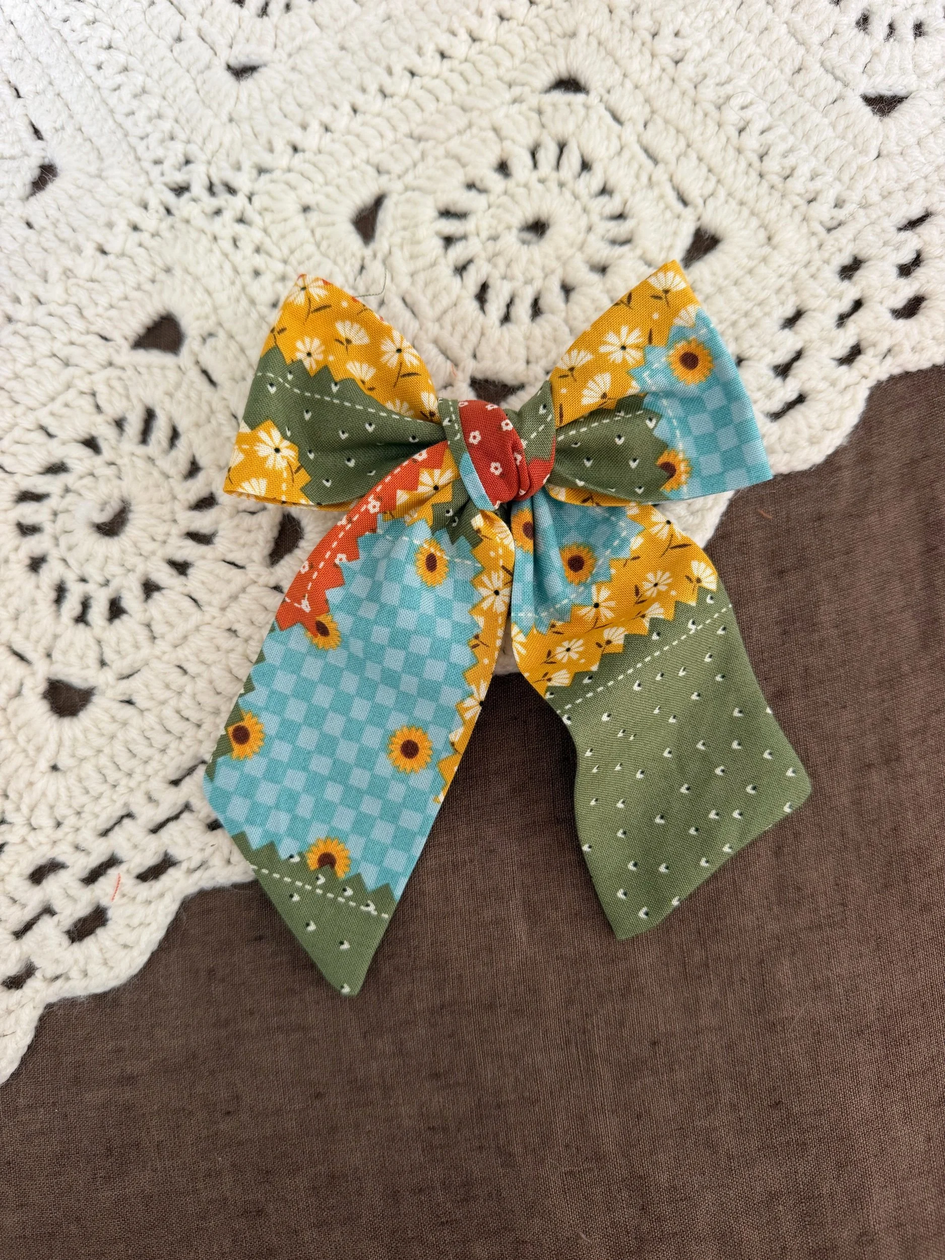 Fall patchwork Jasmine bow