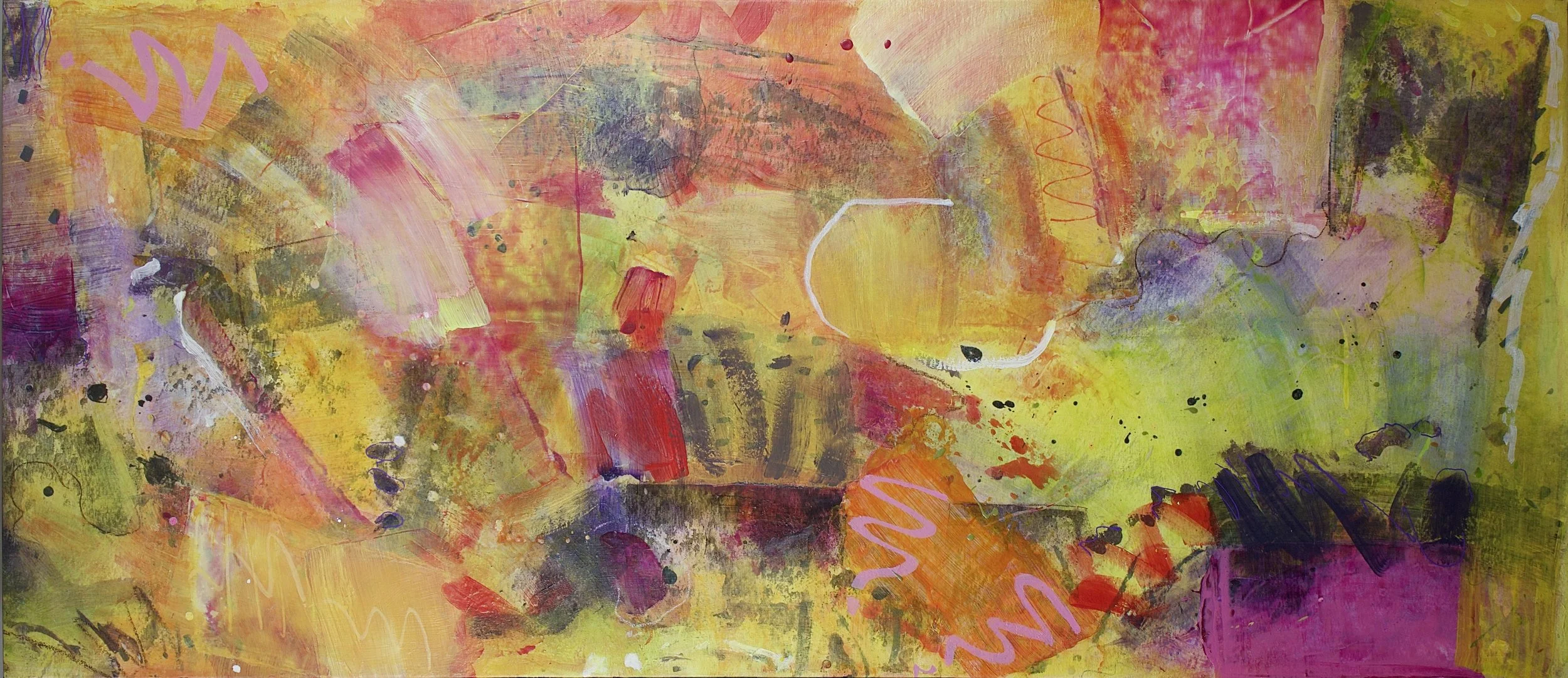 AMOROSAMENTE:
ACRYLIC, MIXED MEDIA ON CANVAS
30.5 IN X 70.5 IN