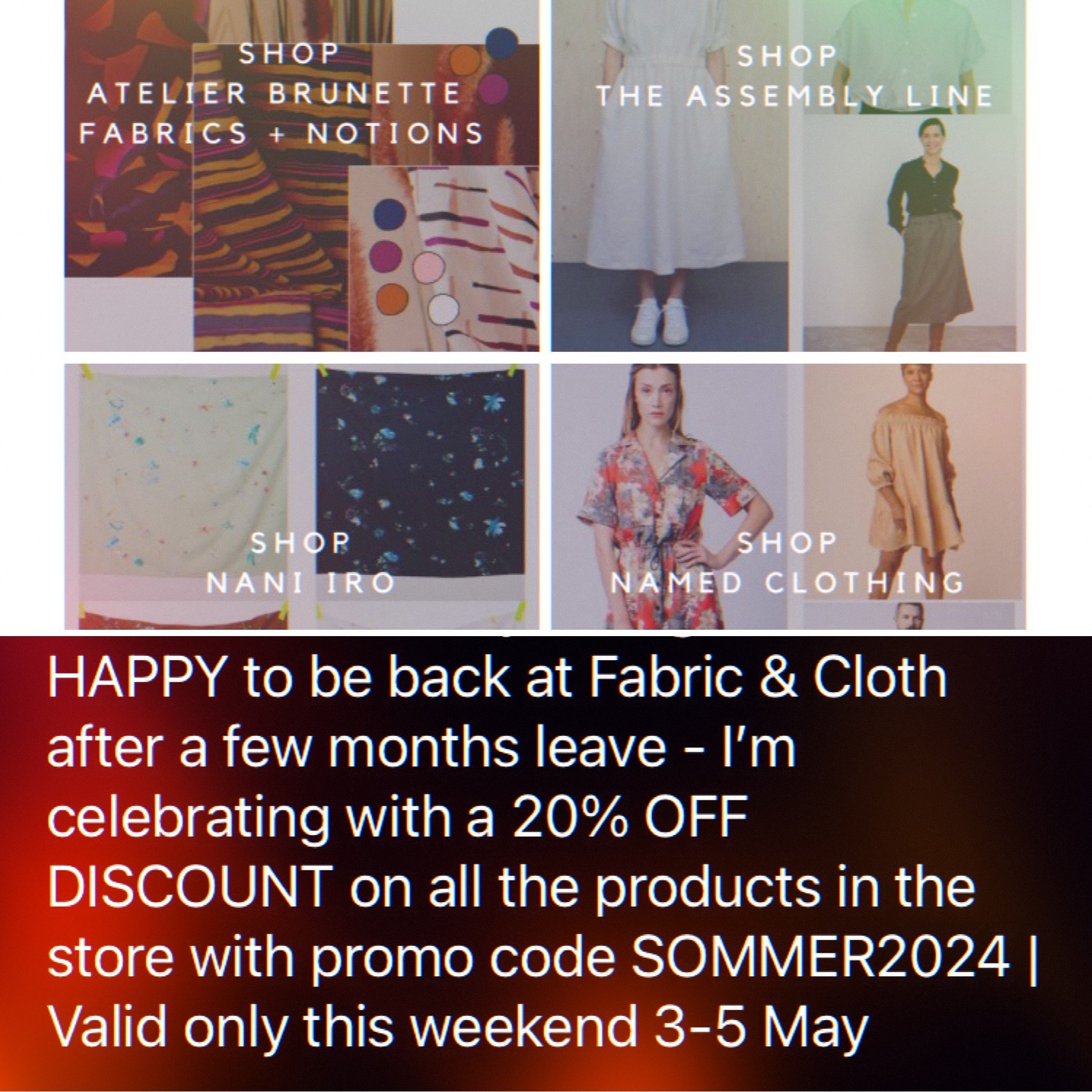 I&rsquo;m HAPPY to be back at Fabric &amp; Cloth after a few months leave - I&rsquo;m celebrating with a 20% OFF DISCOUNT on all the products in the store with promo code SOMMER2024 | Valid only this weekend 3-5 May

#fabricandclothcopenhagen #sysysy