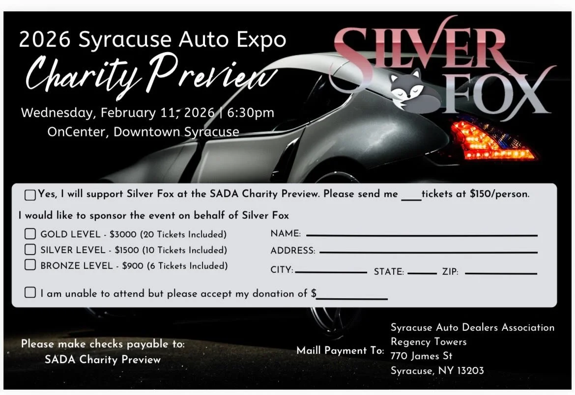 Silver Fox Adult Day Centers is proud to be part of the 27th Annual Syracuse Auto Dealers Association Charity Preview‼️ What could be a better night out than exploring the newest car models while enjoying great food, mingling with friends, and suppor